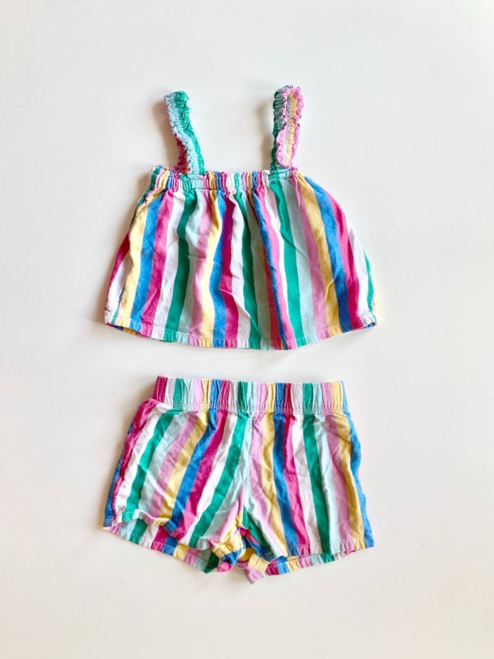 Girls' 2pc JOE FRESH Rainbow Striped Viscose Crepe Tank Shorts Set, Size 4T